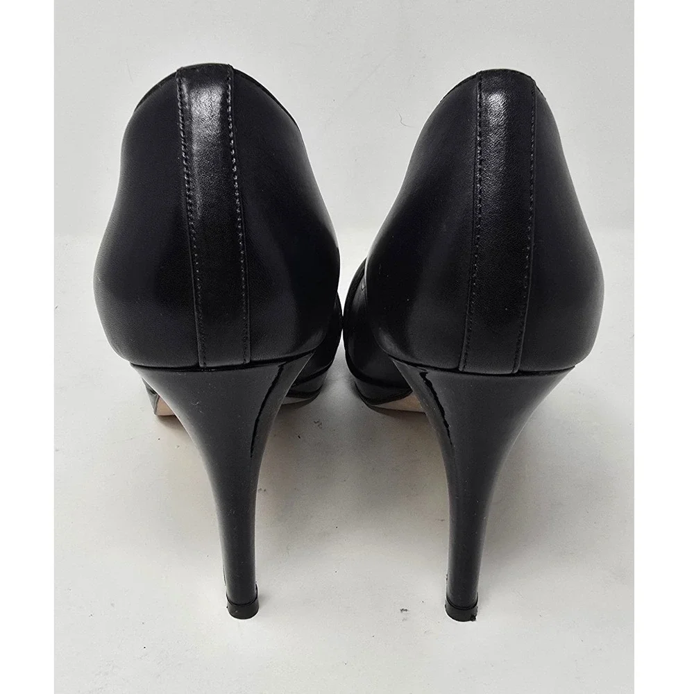 Cole Haan women 9.5B black Chelsea buckle pump Almond toe stiletto platform chic